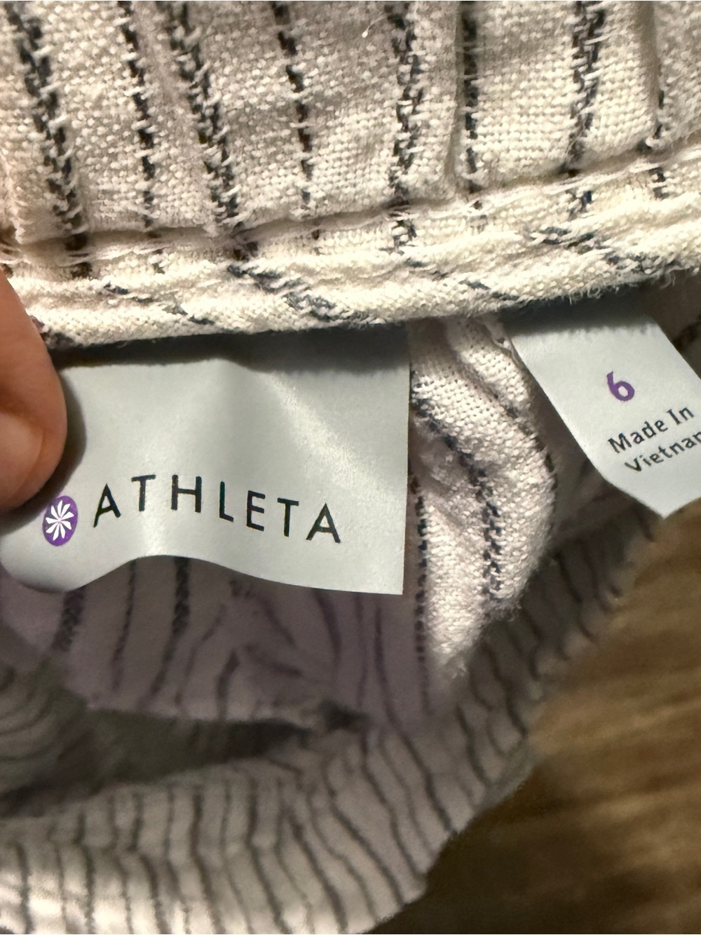 Athleta Bali Linen Heirringbone Striped Ankle Pants Women's 6 Cropped Vacation - Picture 3 of 6